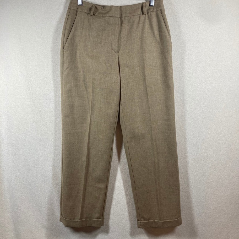 Liz Claiborne Wool Trousers Sz 12P‎ Camel Flat Front Lined Professional Career